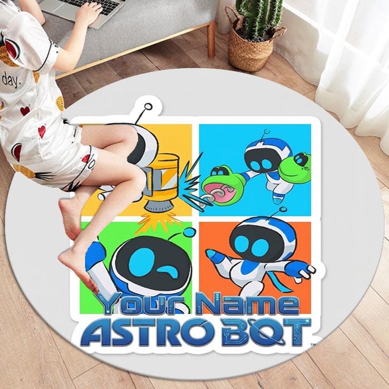 ASTRO BOT Custom Name Round Area Rug,Carpet Rug for Living Room Bedroom Sofa Playroom Decor,Non-slip Floor Mat