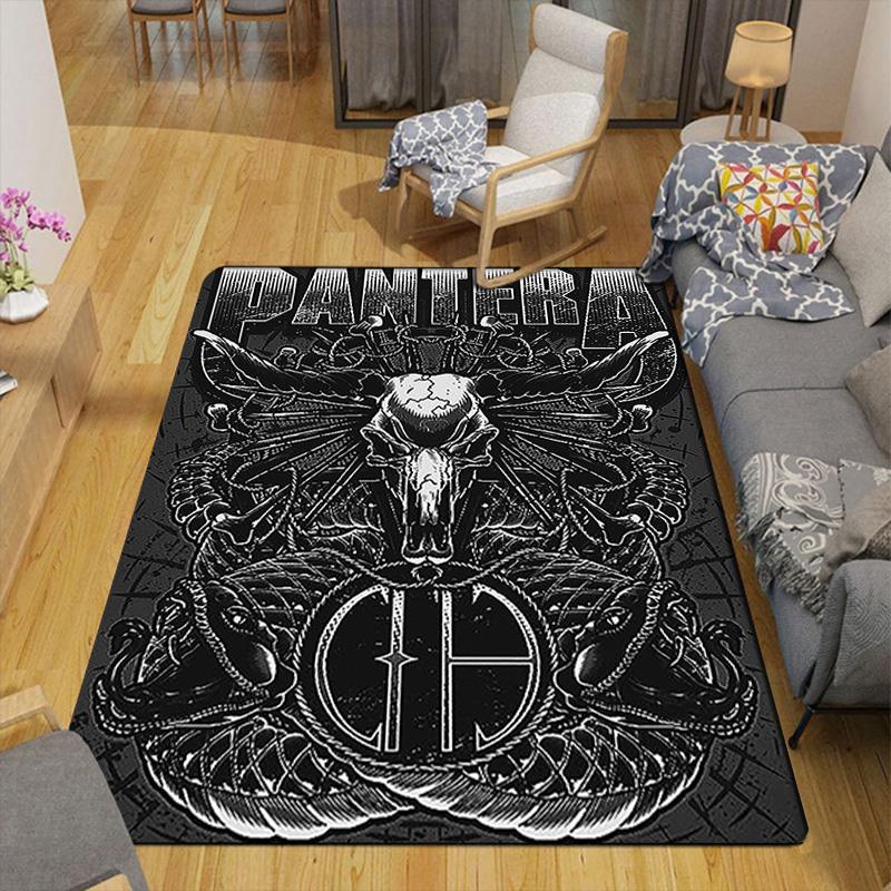 Pantera Band Theme Digital Print Rug Floor Mat for Living Room or Bedroom Soft and Comfortable Carpet a Gift for Birthday and Holiday.