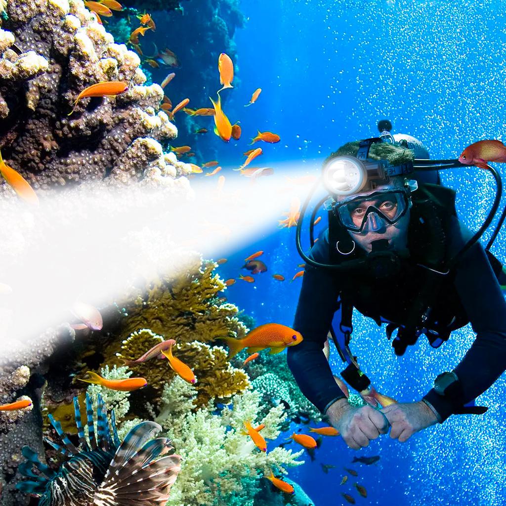 Waterproof Headlight 800LM Diving Headlight Professional LED Scuba Dive To A Depth of 30 Meters Dive Head Torch IPX8 Divinglight