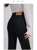 Petite Women's Slimming Black High Waist Cropped Straight Leg Jeans