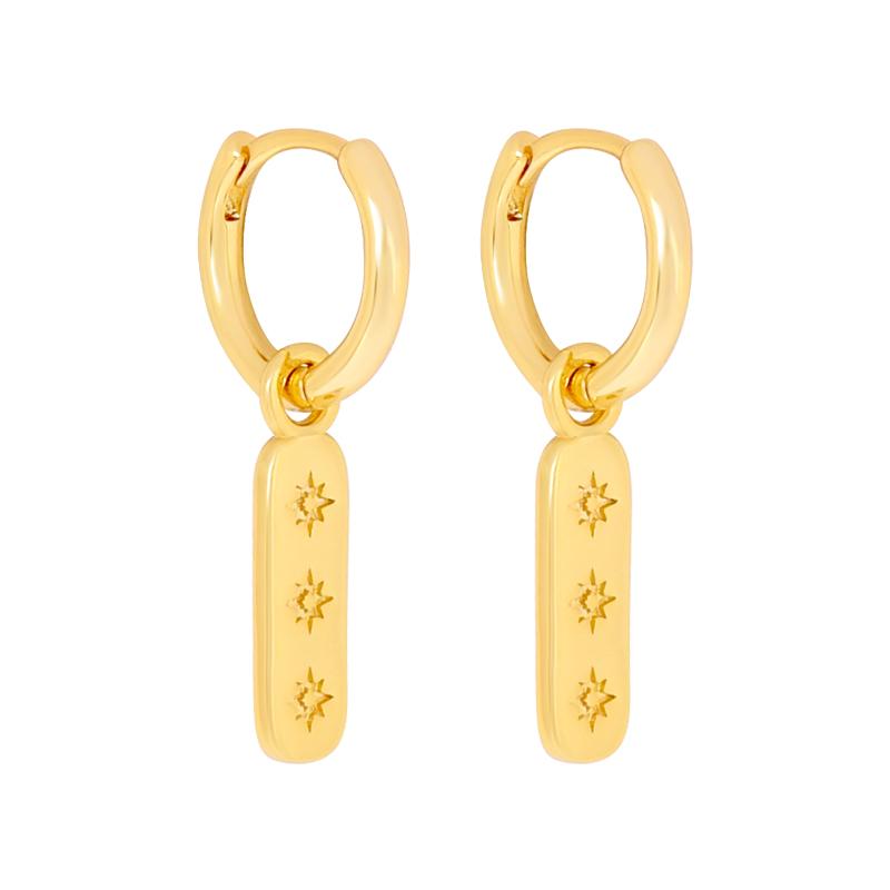 925 Silver Needle Square Pendant Hoop Earrings Vintage Gold Earrings For Women Shell Pendant Earring Fashion Jewelry Accessories