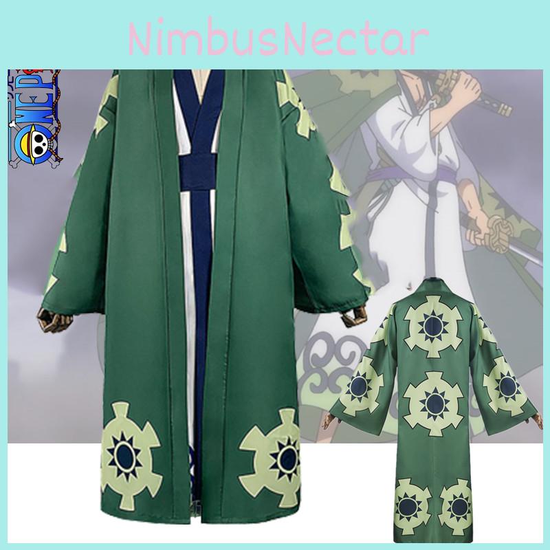 One Piece Roronoa Zoro Cosplay Kostüm Hochwertiger Kimono Robe Vollanzug für Halloween und Themenpartys