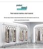 Adjustable Clothing Display Rack with Wheels – Stainless Steel, for Women's and Children's Apparel.