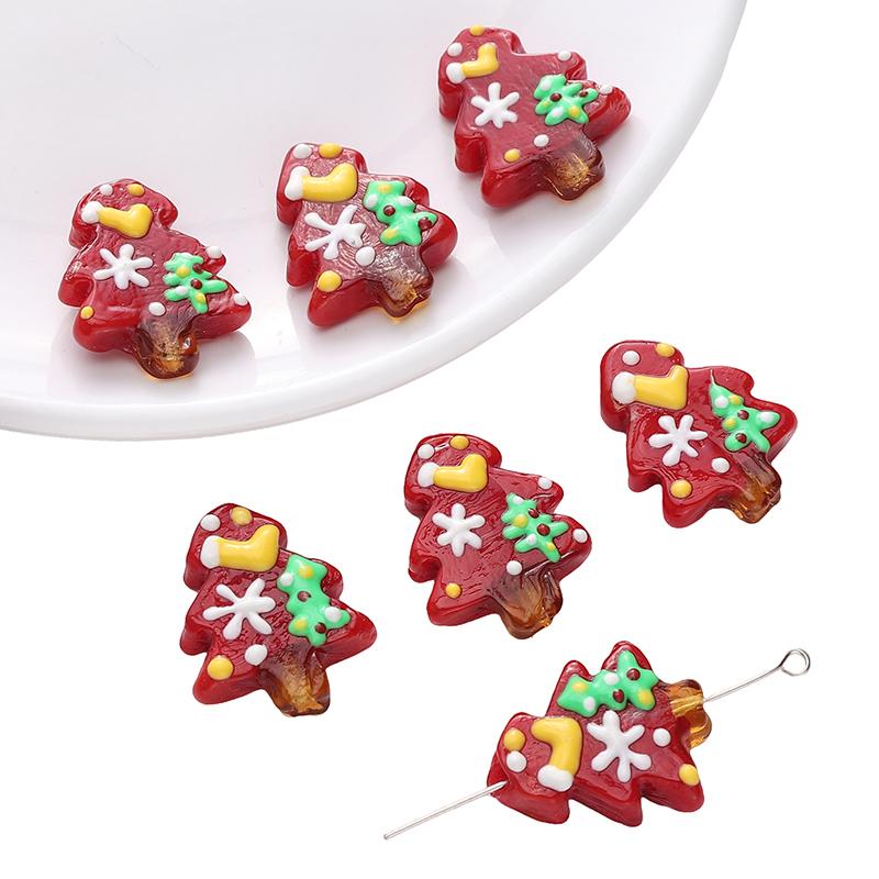 1pc/bag Christmas Series Glazed Colored Hand-Painted Beads DIY Bracelet Necklace Earrings Jewelry Accessories