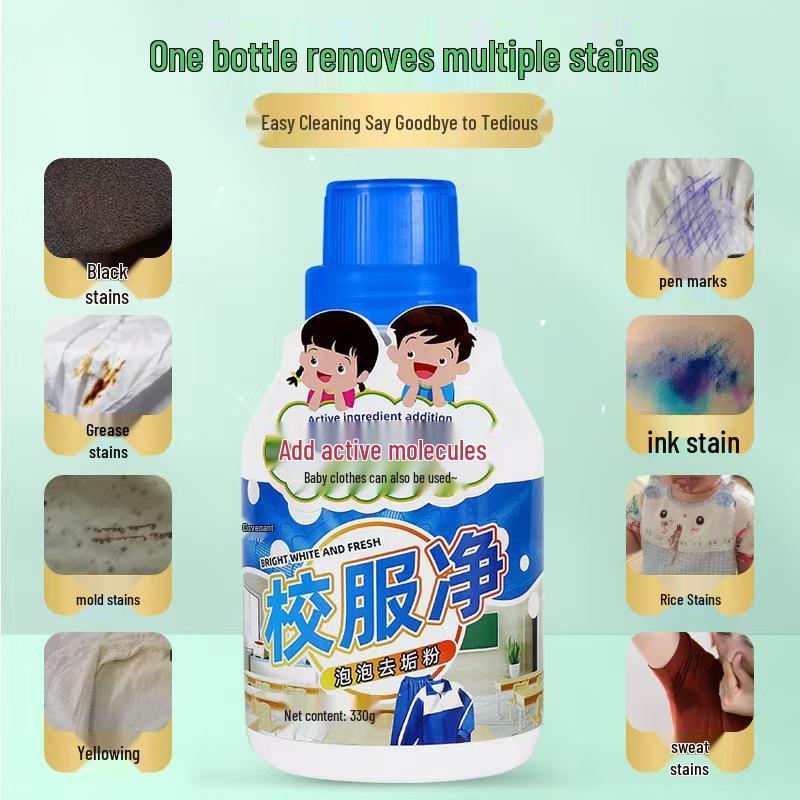 VML School Uniform Detergent: Pure Foam Cleaner for Student Clothing, Removes Sweat, Oil, Yellow Stains with Active Oxygen Particles.