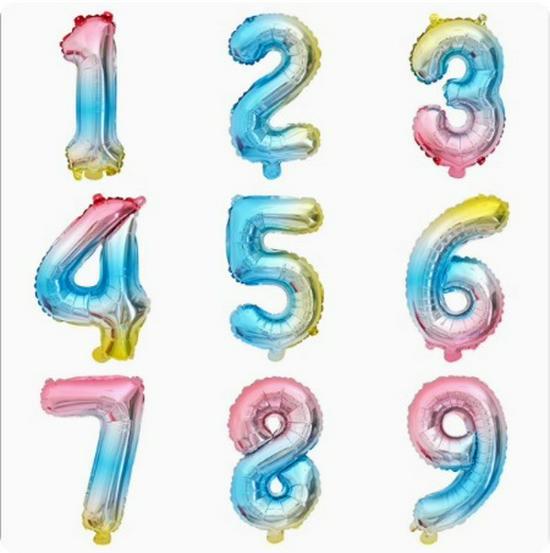 

16-дюймовый воздушный шар с буквой из золотой фольги - розово-голубой для украшения дня рождения number, 1 piece