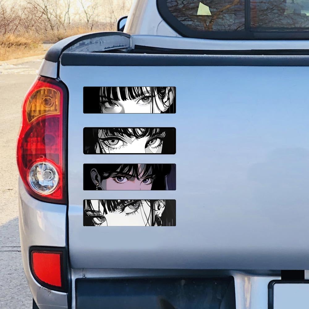 7.9'' Anime Girl Peeking Eyes Car Slap Sticker Bumper Trunk Bike Motorcycle Accessories Decoration Decals (4pcs)