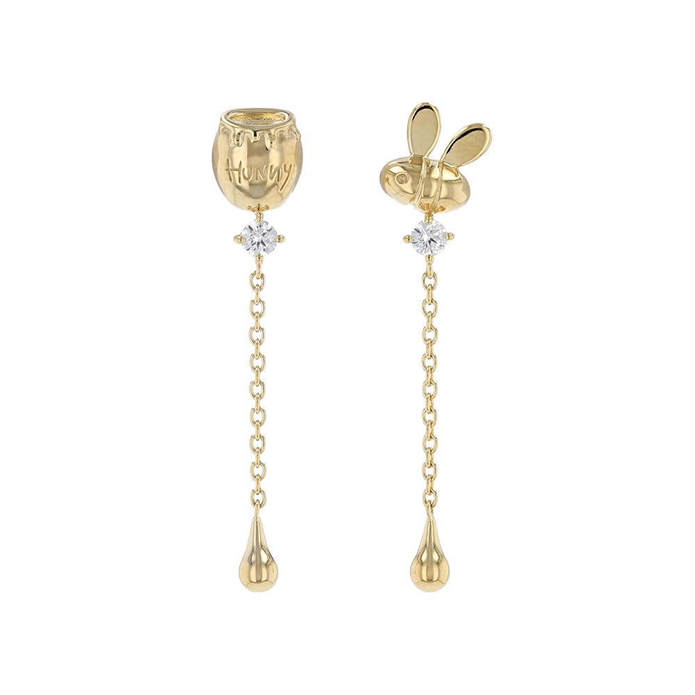 

Winnie the Honey vprds20030 [Disney] Earrings, Silver, Yellow, Pooh, Bee, Jar, Swinging, Gift,
