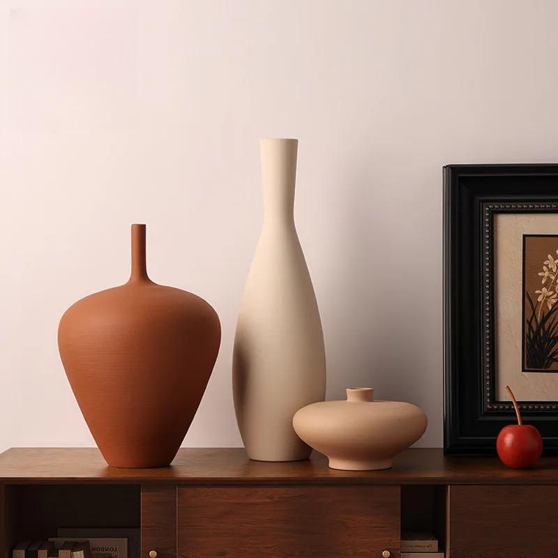 Minimalist Brushed Frosted Ceramic Vase Plant Pots Table Decoration Flowers Arrangement Floral Vases Room Aesthetic Decor