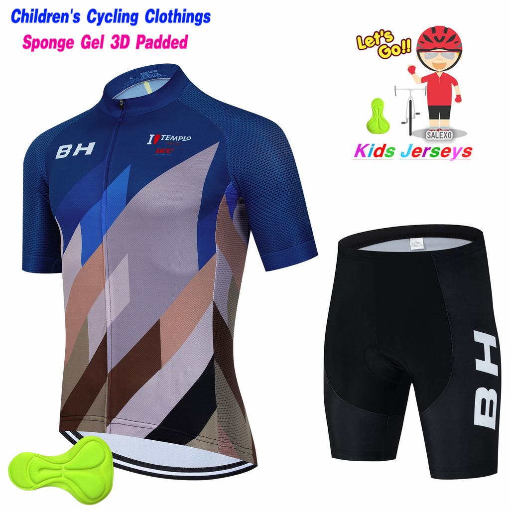 BH Kids Cycling Jersey Set Short Sleeve Children Bike Clothing Breathable Quick Dry Boys Summer Bicycle Wear Maillot Ciclismo