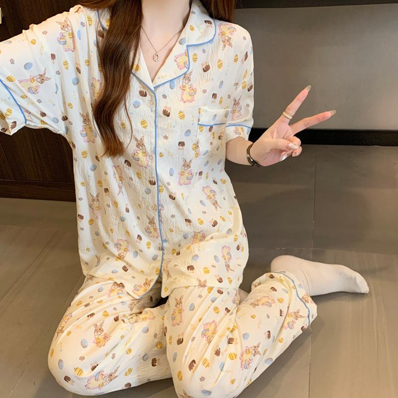 Dessert Bunny Cloud Cotton Pajamas Women'S Summer Explosion Short Sleeves Trousers Loungewear
