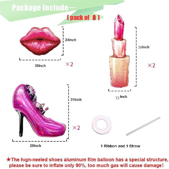 Lip balloon lipstick foil Lady high heels decoration,Valentine s Day, wedding, bridal shower, spa party, bachelor party decoration, Spa Party