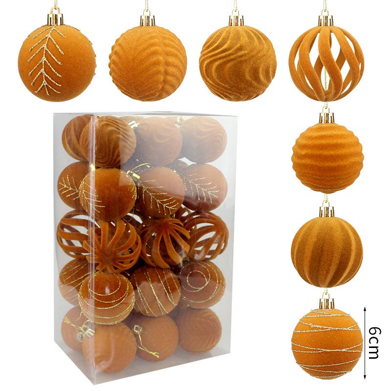 Flocked Christmas Tree Ornament Ball - Holiday Decoration Accessory