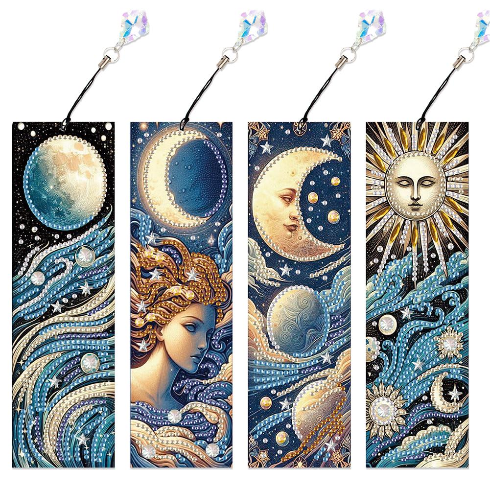 4Pcs DIY Irregular Shaped Diamonds Diamond Art Bookmark for DIY Making Beginners Adult Art Craft Supplies Handmade Birthday Gift