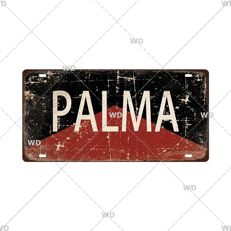 Spain City Metal Sign Licenses Plate Plaque Metal Vintage Tin Sign BARCELONA/MADRID/SEVILLE Flag Bar Pub Man Cave Club Poster