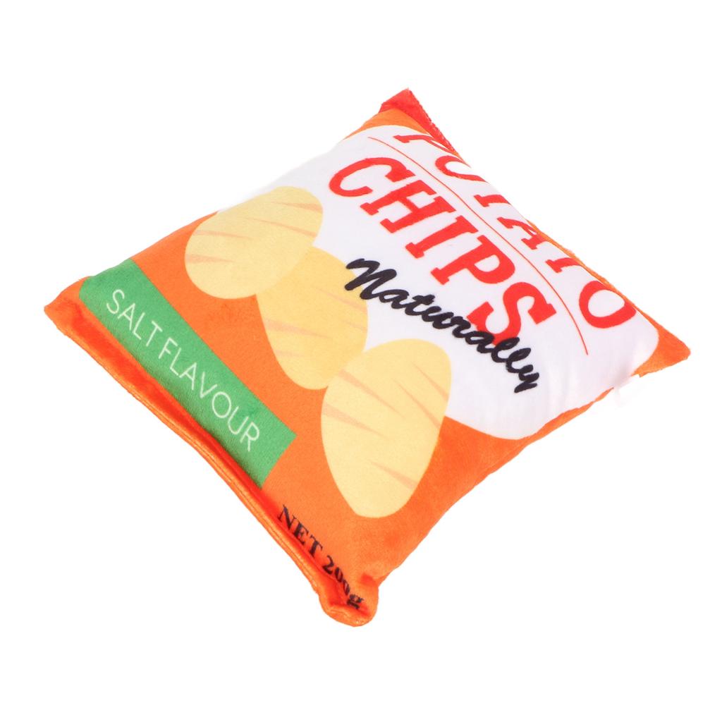 Potato Chips Plush Dog Toy Built In Rattling Paper Bite Resistant Squeaky Snack Bag Dog Toy for Puppy Potato Chip Orange
