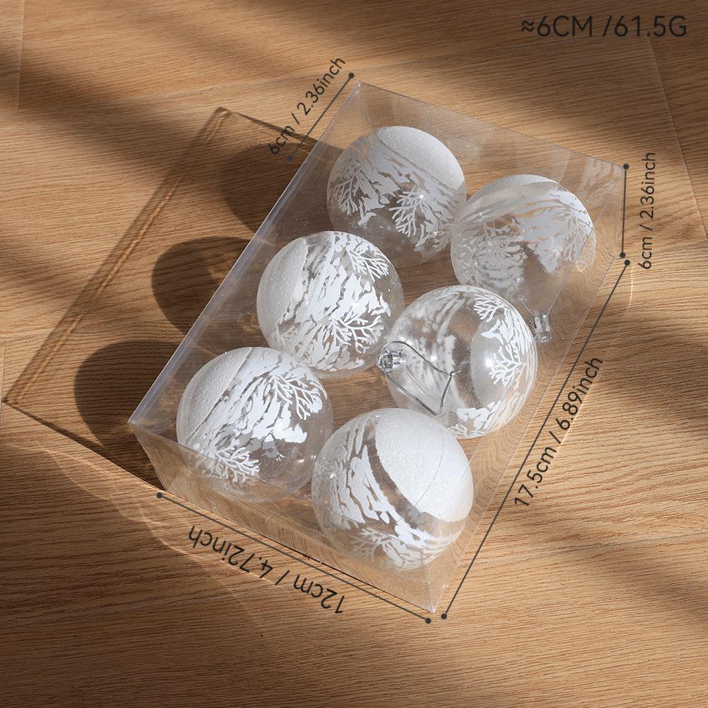 Set of 6 Painted Irregular Shaped Plastic Christmas Tree Ornaments in Nine-Grid Box