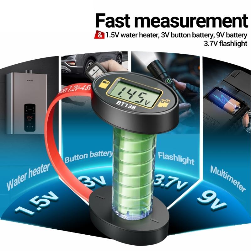 Portable BT138 Battery Checker Meter For Quick Multiple Type Battery Testing Home & Outdoor Use Electronics Maintenance