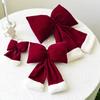 Large Red Velvet 3D Christmas Bow Pendant Ornament