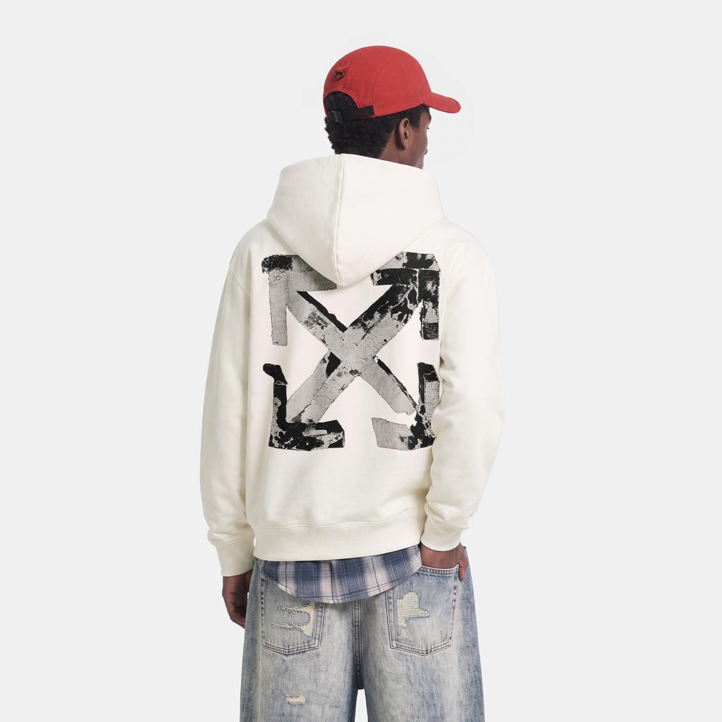 OFF WHITE Bluzy Unisex Ekri z Kapturem Niewyjmowanym Umiarkowany Prosty Krój OFFSWGLOGA05R