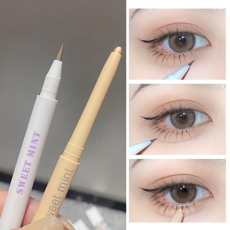 Flüssiger Eyeliner Liegender Seidenraupenstift Mattschatten Langlebiger wasserdichter, schnell trocknender Teebraunstift Glitzer-Augen-Make-up Beauty-Tools
