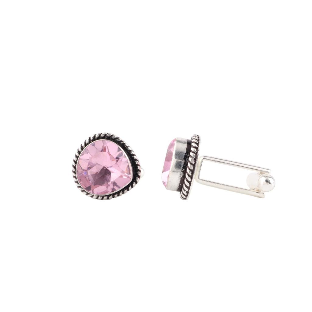 Morganite Gemstone 925 Sterling Silver Jewelry Handmade Wedding Cufflinks 0.62" CL-8-9