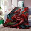 Purple Dragon Pattern Blanket Warm Flannel Blanket For Travel Camping Outdoor Picnic Blanket