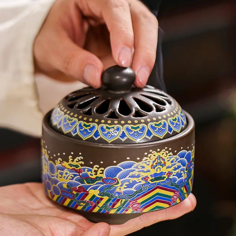 Bruciatore di Incenso Smalto Cloisonné Antico Opere d'Arte Decorazioni Design Creativo Uso Domestico Interni Raffinati Lore dell'Incenso Smalto Colorato Bruciatore di Incenso