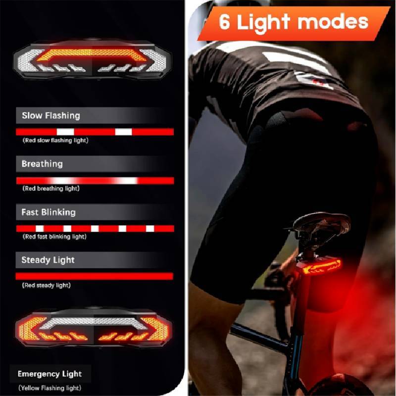 Bicycle Brake Sensor Smart Tail Light With Waterproof Ip65 And Remote Control For Night Riding Safety