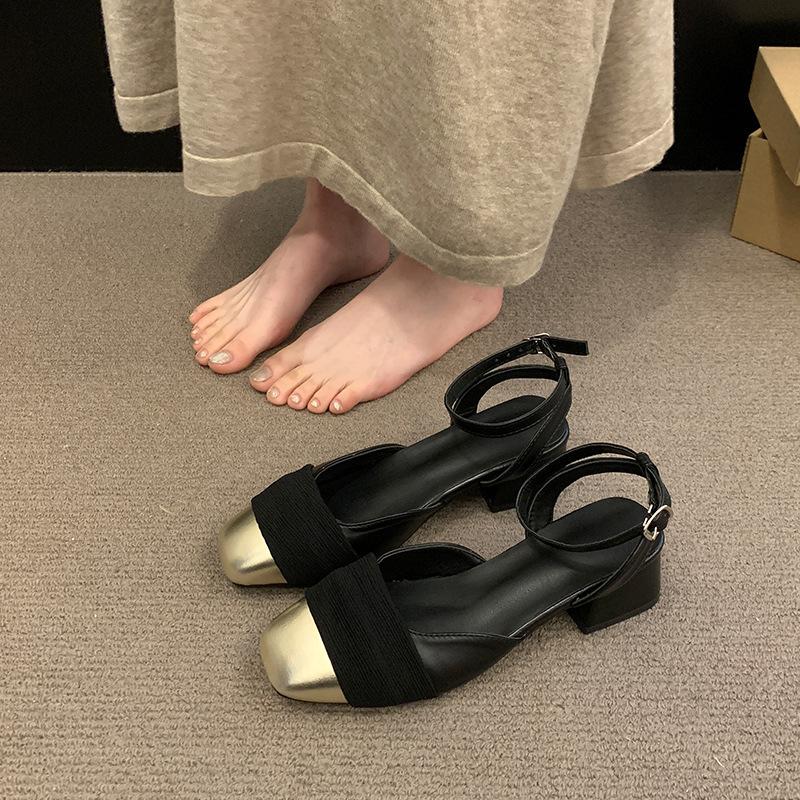 Mary Jane Shoes Women's Bag Head Sandals New Summer Thick Heel High Heels with Skirt Single Shoes