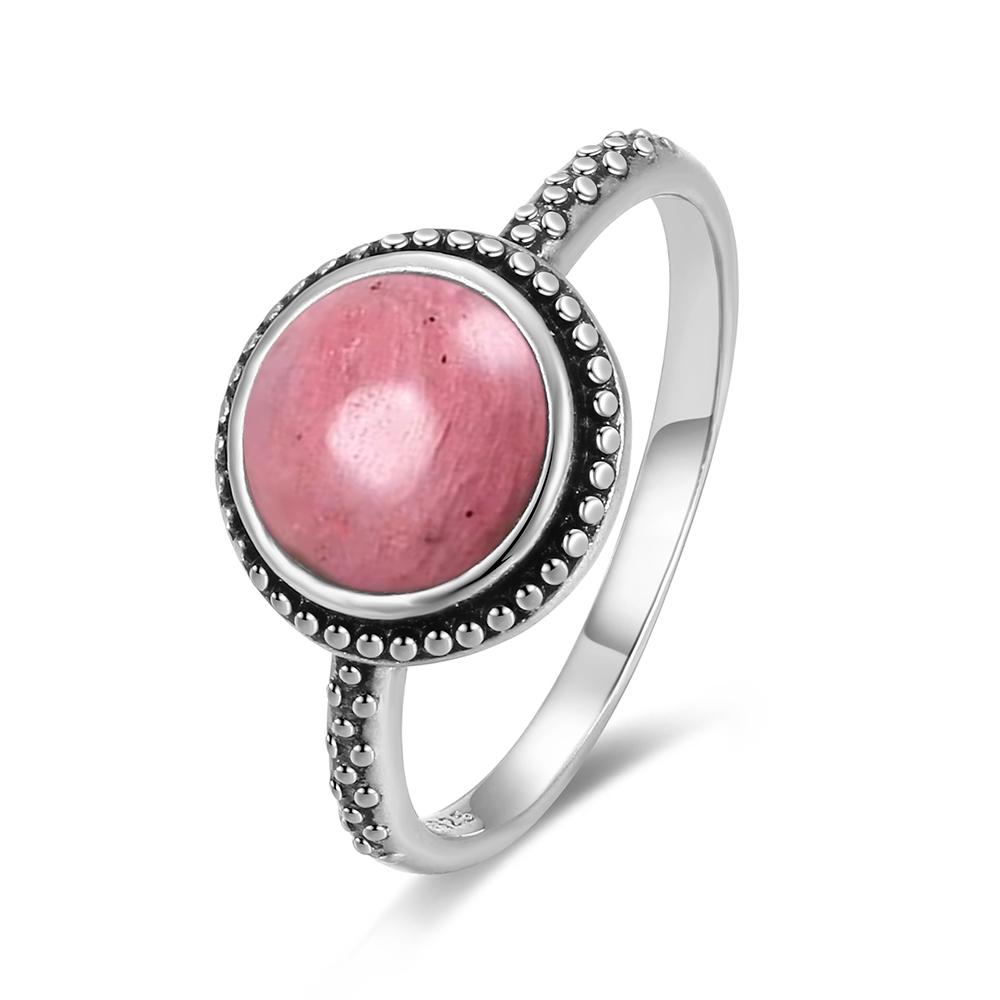 Pierścionek ze srebra sterlingowego z czarnym onykssem Vintage Prosty minimalistyczny styl Okrągły kształt Kamień naturalny Czarny pierścionek Biżuteria dla kobiet