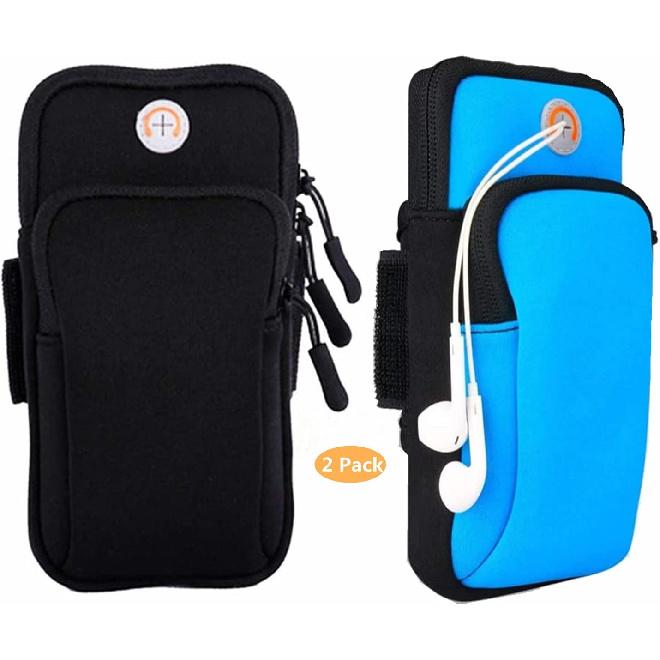 2 Pack Running Armband Arm Phone Holder for Running Cell Phone Armband Arm Case Bag Pouch for Gym Workout Jogging,hj 6