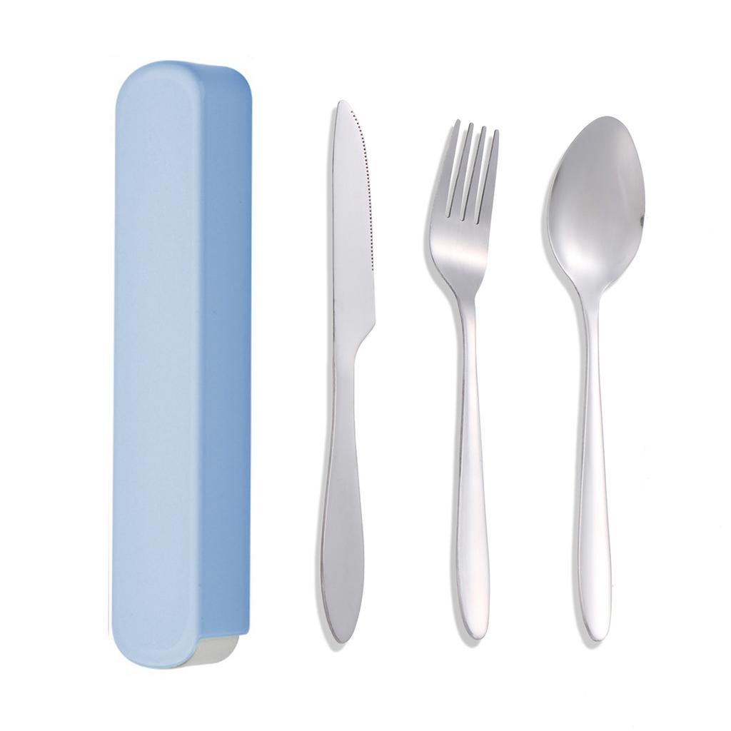 3pc Portable suit students go to school dining suit his knife and fork spoon with receive a case