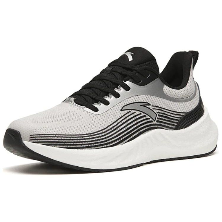 Anta Mars Foam Comfortable Shock Absorbing Non-Slip Wear-Resistant Low-Top Running Shoes Men Sneaker Silver Black 112315585-5