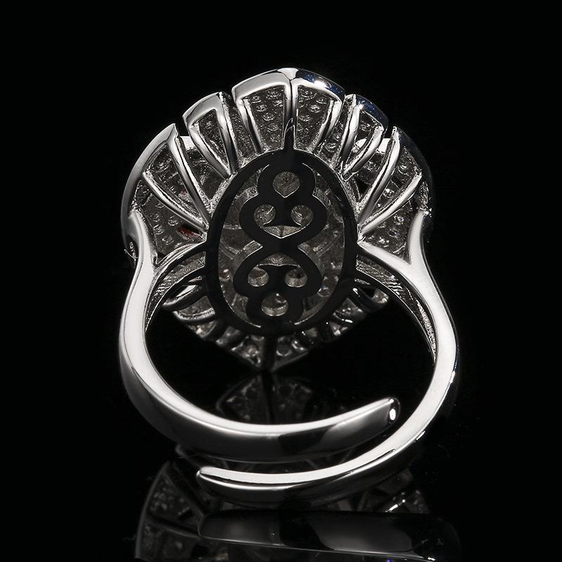 Jewelry Rings Natural Chalcedony Agate Imitation Pigeon Blood Red Corundum Retro Fashion High-end Feel Women's Open