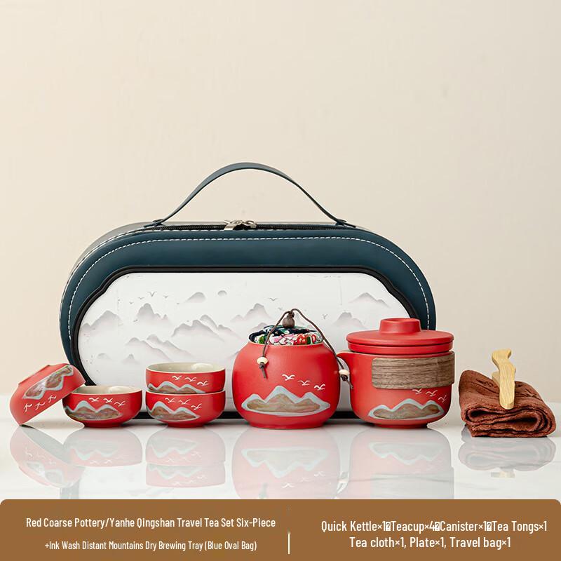 Xunyi Red Coarse Pottery Travel Tea Set