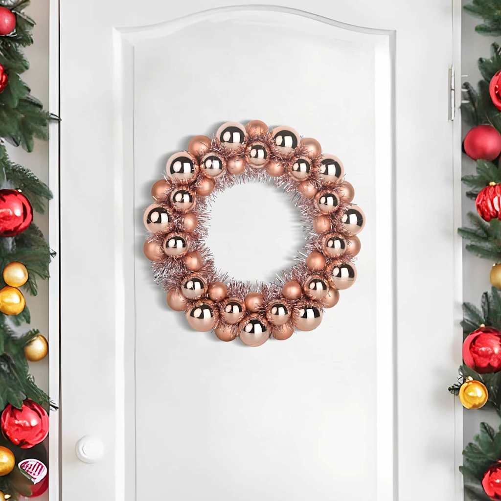 Christmas Ball Wreaths 2 pcs Rose Gold 33 x 33 x 7 cm Polystyrene
