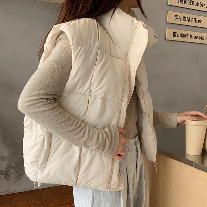 

Stand-up Collar Puff Cotton Vest Women s Loose Stand-Up Collar Student Bread Clothing Jacket Tide M белый