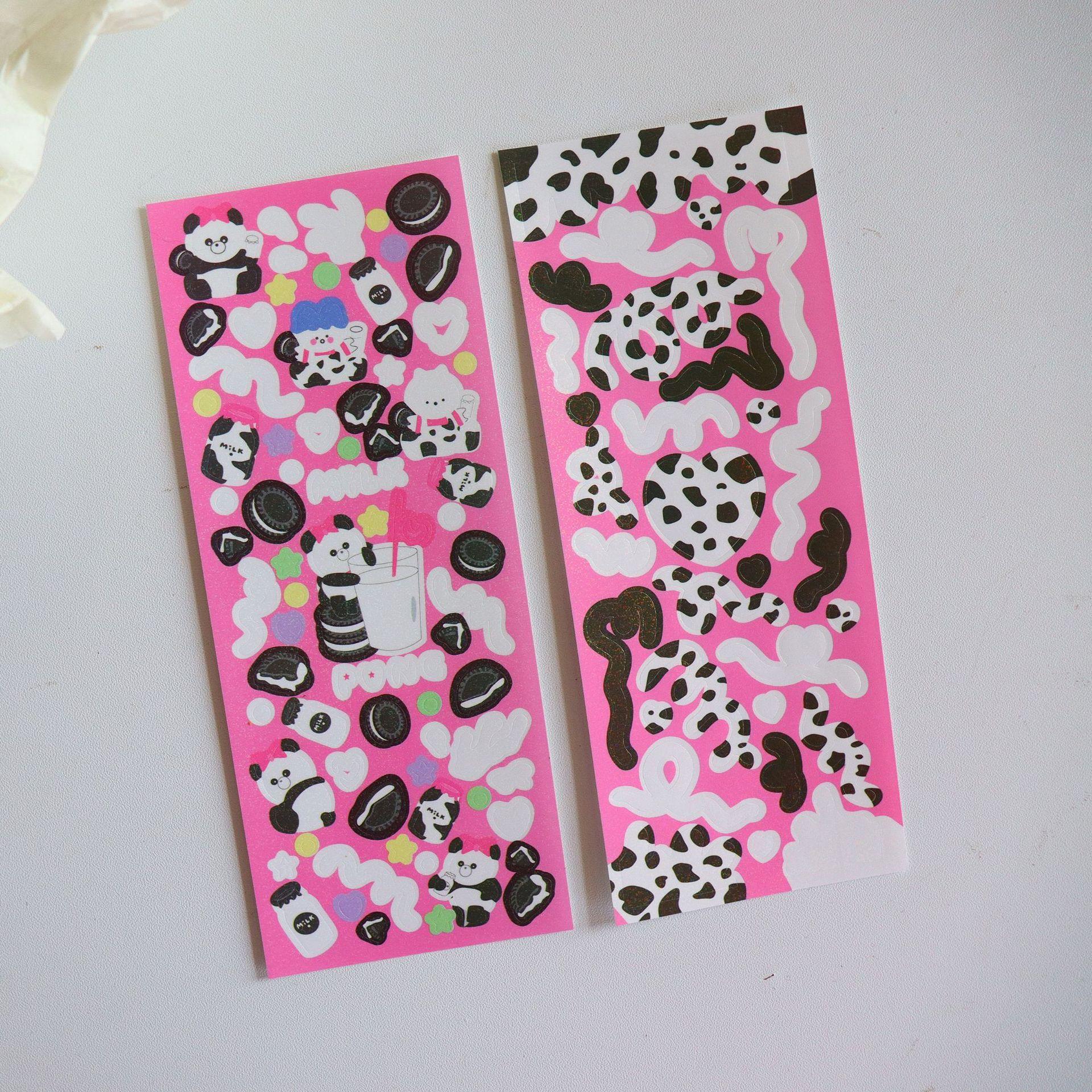 

Корейская популярная бесшовная лазерная наклейка с пандой, симпатичная наклейка с рисунком коровы, наклейка для покера, украшение для карты Goo, изысканная флеш-наклейка