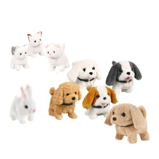 1 Set Kids Electronic Plush Dog Toy Walking Interactive Puppy Rabbit Cat Plushie Toy Toddlers Boys Girls Educational Simulation Animal Toy