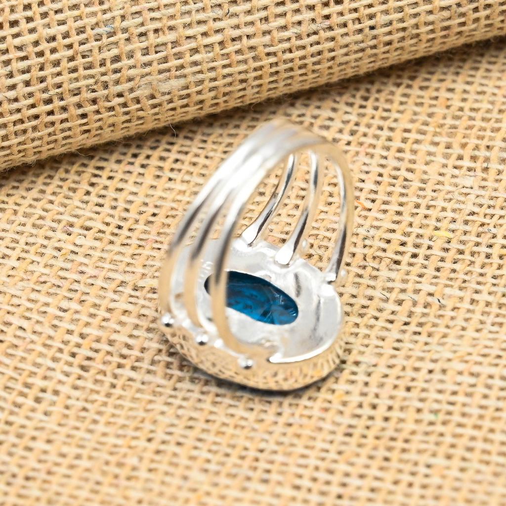 Fantastic London Blue Topaz Gemstone 925 Solid Sterling Silver Handmade Jewelry Lovely Ring For Women