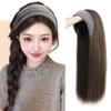 Hair Hoop Half Headband Wig Korean Style Long Straight Hair Gray Wide Knit Headband Wig  Daily Wear