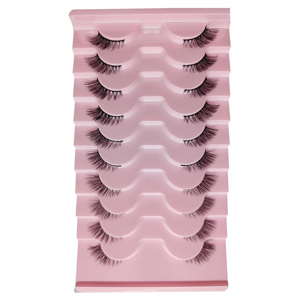 Charming and Sophisticated Fox-style Oblique Flying False Eyelashes, Half Eyelashes, Thick and Curly, Pack of Ten for Makeup