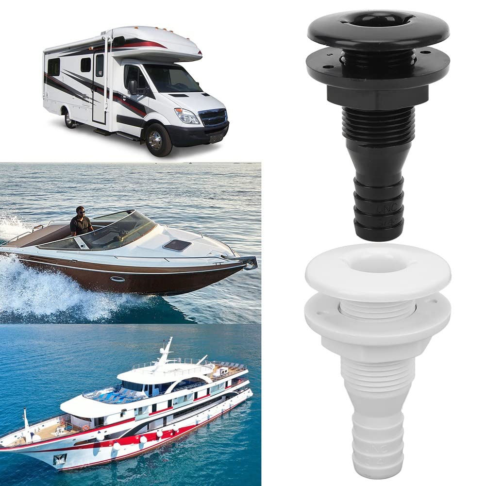 Kriccekal Boat Drain ABS 3/4" Black Through Hull Connector Hose Coupling Drain Replacement Hardware