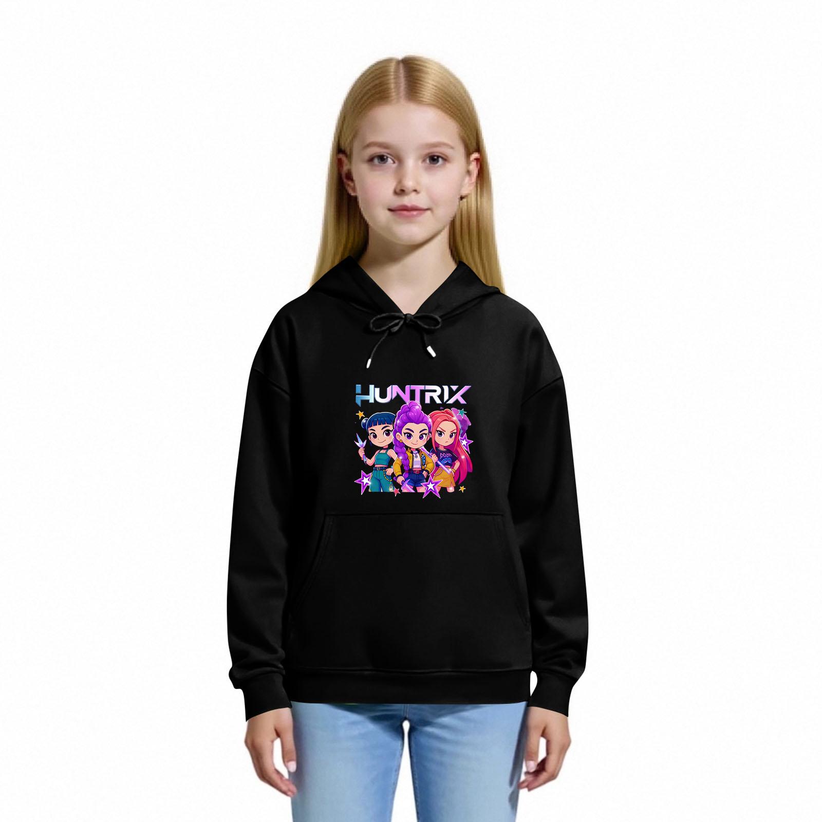 

Детская толстовка с капюшоном для мальчиков и девочек, модная толстовка с длинными рукавами и принтом 100 чёрный