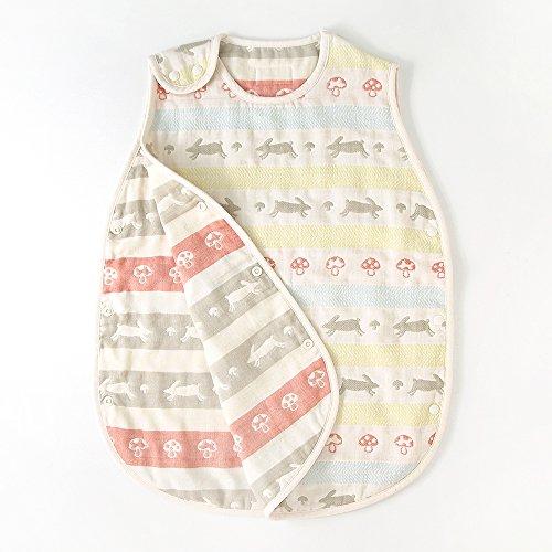 10mois - Hoppetta Fluffy Gauze (6-Layer Gauze) Toddler Kids Sleeper, 100% Cotton, for Ages 2-7, Petit Lapin, 64cm Length, 5404