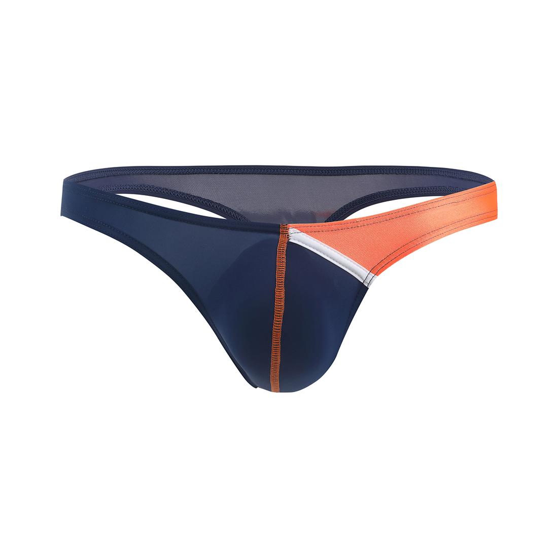 

Мужские сексуальные трусы с низкой посадкой, нижнее белье, выпуклая сумка, короткие шорты, трусы, U-образные выступающие тонкие ледяные стринги M темно-синий