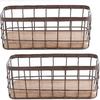 Dicunoy Set of 2 Small Wire Baskets, Narrow Rustic Storage Bin for Bathroom Counter, Farmhouse RectangleOrganizer Tray for Kitchen Countertop,