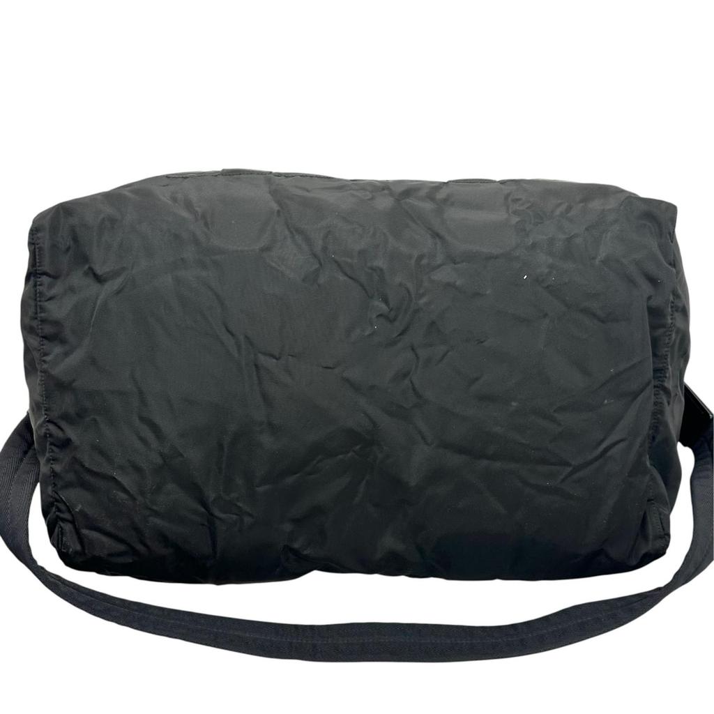 PRADA Triangle logo Boston bag black unisex used