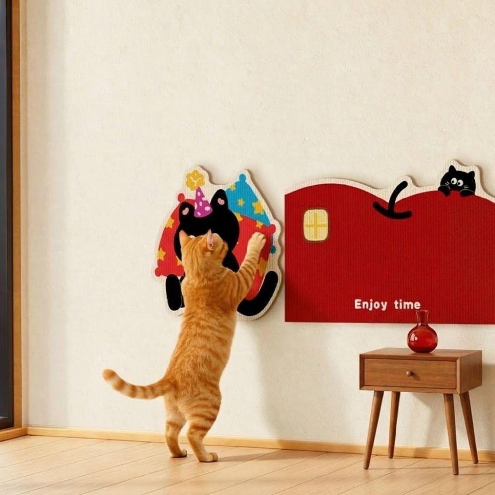 Felt Self-adhesive Cat Scratch Sticker Cartoon Cat Scratch Mat  for Couch Walls